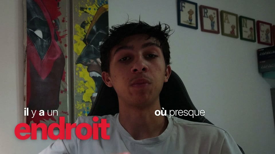 Image de la vidéo livrée&nbsp;: « il y a un endroit où presque », le mot « endroit » en grand